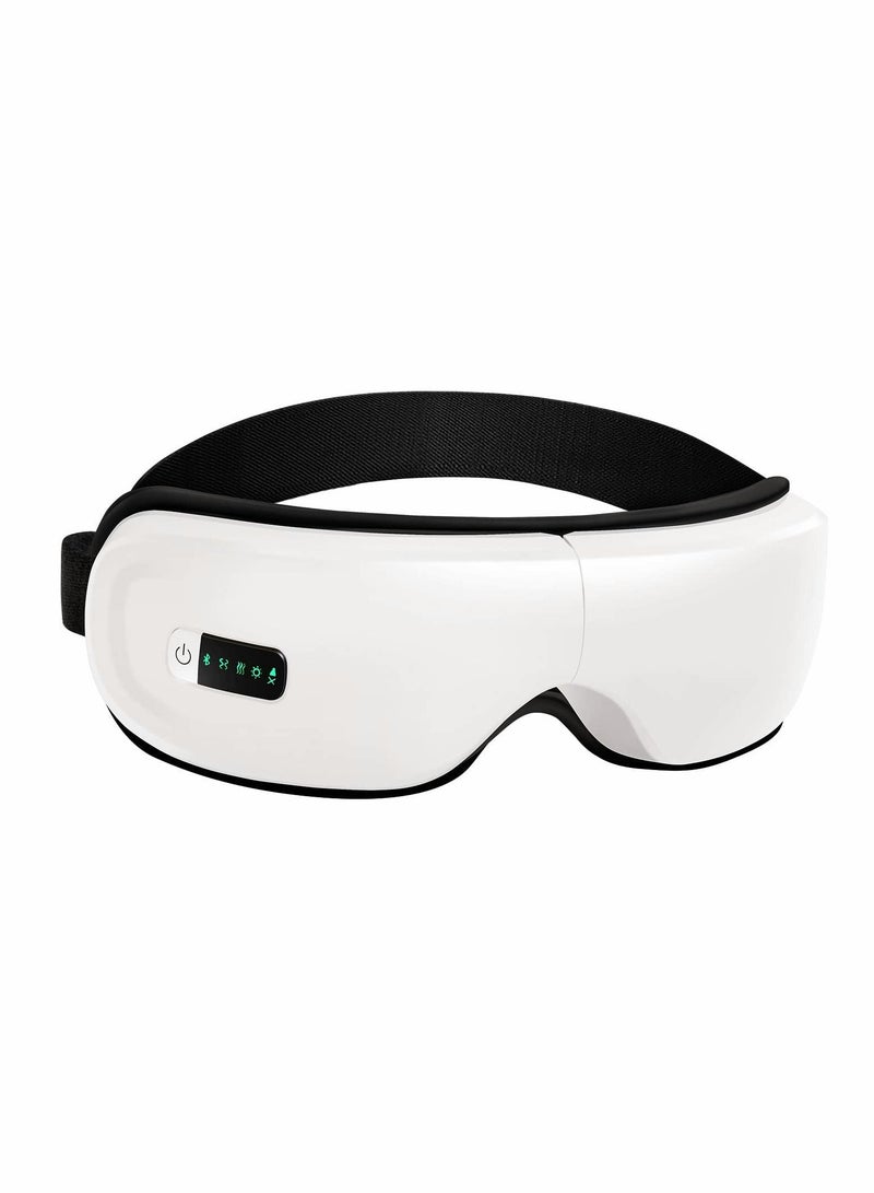 Eye Massager with Heat,Bluetooth Music Rechargeable Eye Heat Massager,Acupoints Point Eye Massage,Relax and Reduce Eye Strain Dark Circles Eye Bags Dry Eye-White