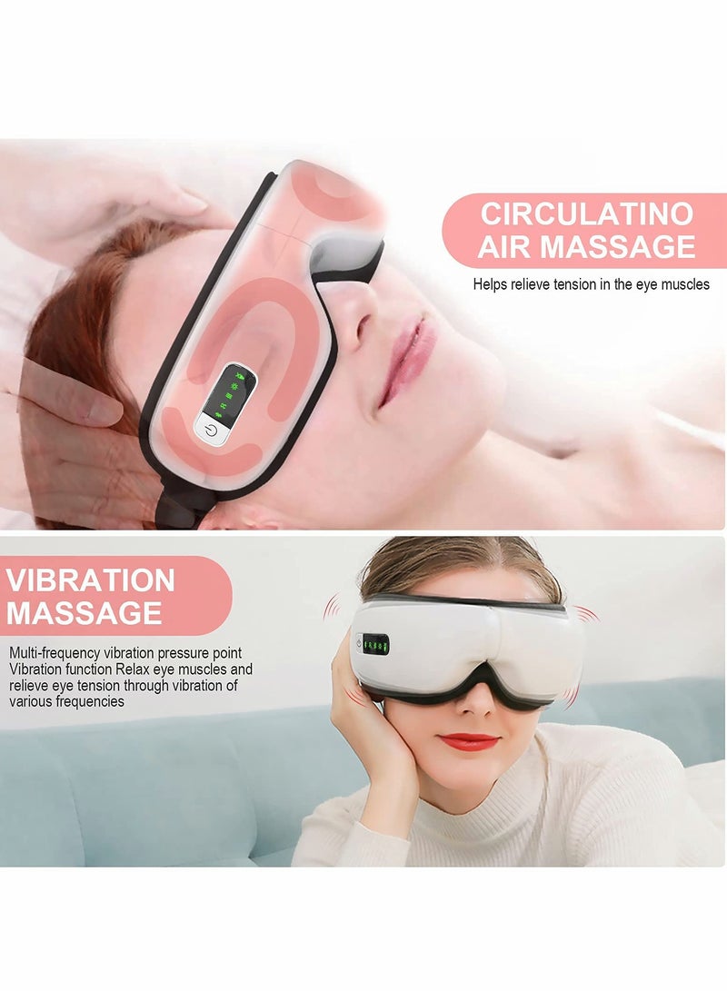 Eye Massager with Heat,Bluetooth Music Rechargeable Eye Heat Massager,Acupoints Point Eye Massage,Relax and Reduce Eye Strain Dark Circles Eye Bags Dry Eye-White