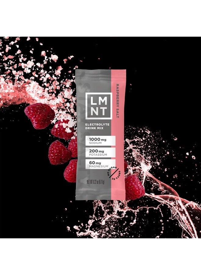 LMNT Zero-Sugar Electrolytes - Raspberry Salt - Hydration Powder Packets | No Dodgy Ingredients | Keto & Paleo Friendly | 30 Sticks