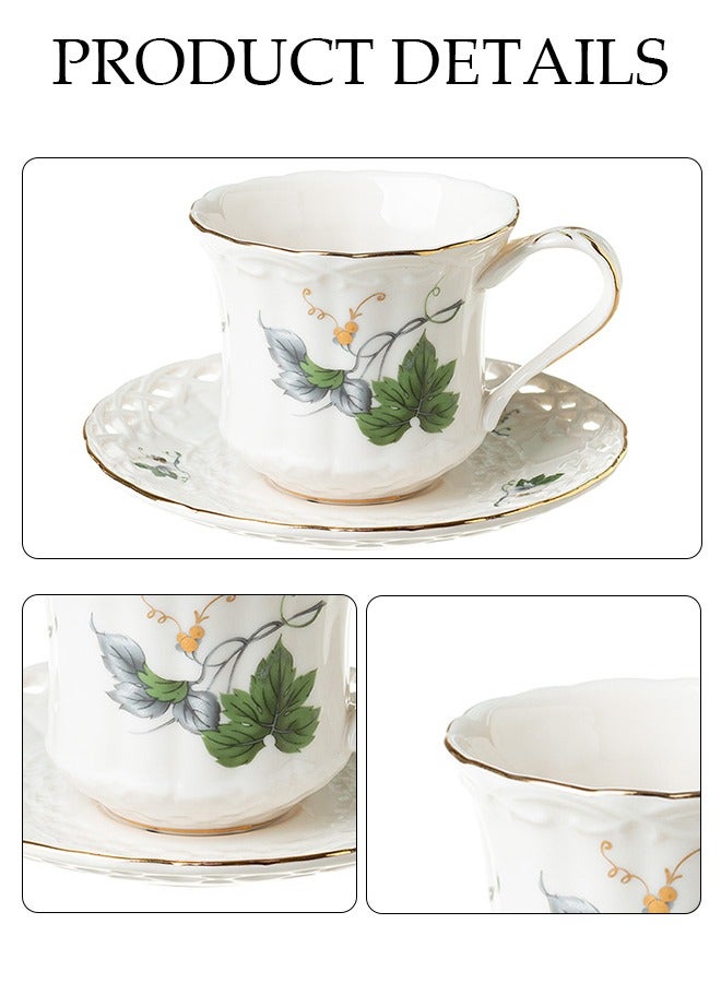 Retro Phnom Penh Tea Cups and Saucers Set Porcelain Tea Set for Tea Party Afternoon Tea Cups Saucer for Coffee Milk Kitchen and Drawing Room