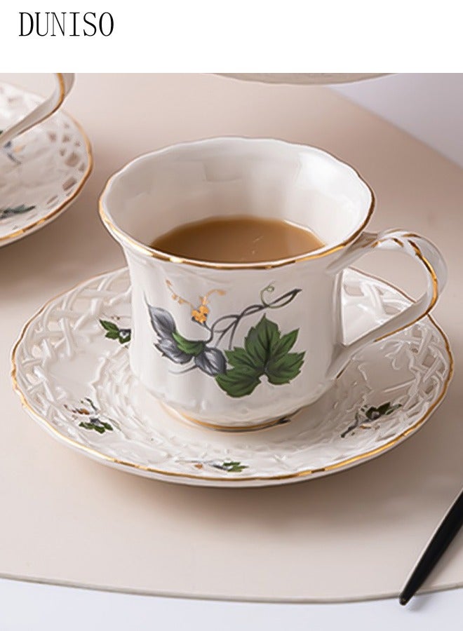 Retro Phnom Penh Tea Cups and Saucers Set Porcelain Tea Set for Tea Party Afternoon Tea Cups Saucer for Coffee Milk Kitchen and Drawing Room