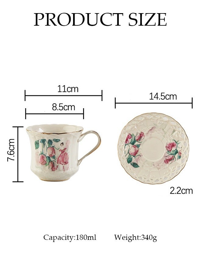 Retro Phnom Penh Tea Cups and Saucers Set Porcelain Tea Set for Tea Party Afternoon Tea Cups Saucer for Coffee Milk Kitchen and Drawing Room