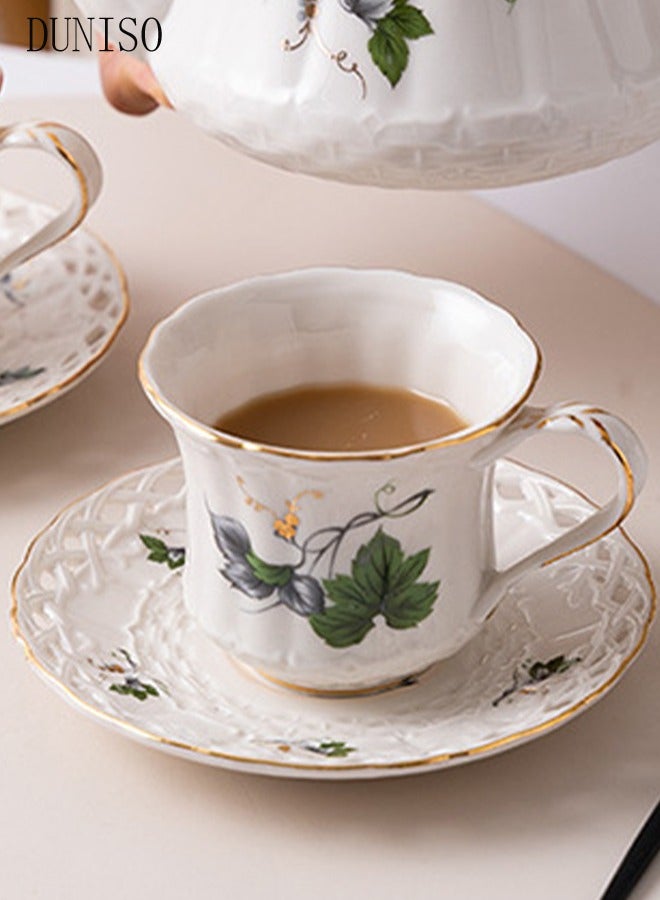 Retro Phnom Penh Tea Cups and Saucers Set Porcelain Tea Set for Tea Party Afternoon Tea Cups Saucer for Coffee Milk Kitchen and Drawing Room