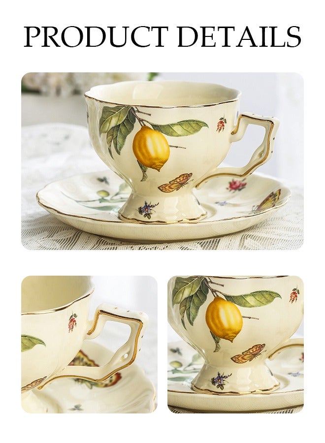 Tea Cups and Retro Phnom Penh Tea Cups and Saucers Set Porcelain Tea Set for Tea Party Afternoon Tea Cups Saucer for Coffee Milk Kitchen and Drawing RoomSaucers Set Porcelain Tea Set for Tea Party