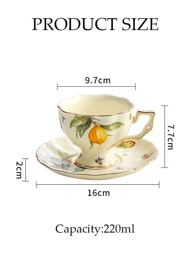 Tea Cups and Retro Phnom Penh Tea Cups and Saucers Set Porcelain Tea Set for Tea Party Afternoon Tea Cups Saucer for Coffee Milk Kitchen and Drawing RoomSaucers Set Porcelain Tea Set for Tea Party