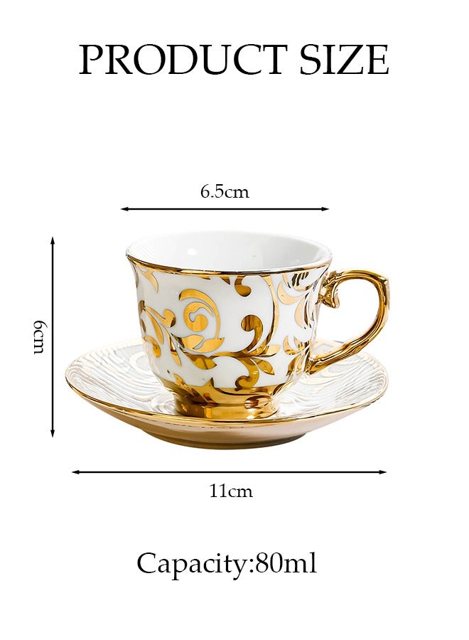 6 packs Tea Cups and Retro Tea Cups and Saucers Set Porcelain Tea Set for Tea Party Afternoon Tea Cups Saucer for Coffee Milk Kitchen and Drawing RoomSaucers Set Porcelain Tea Set for Tea Party