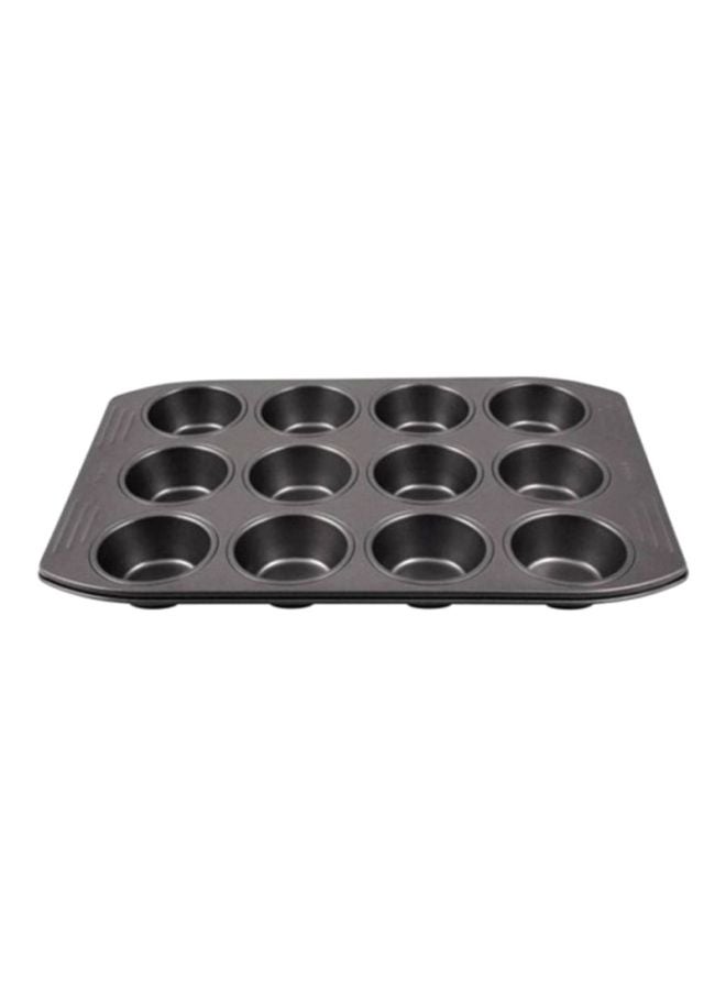 12-Mould Easy Grip Bakeware Muffin Set Black