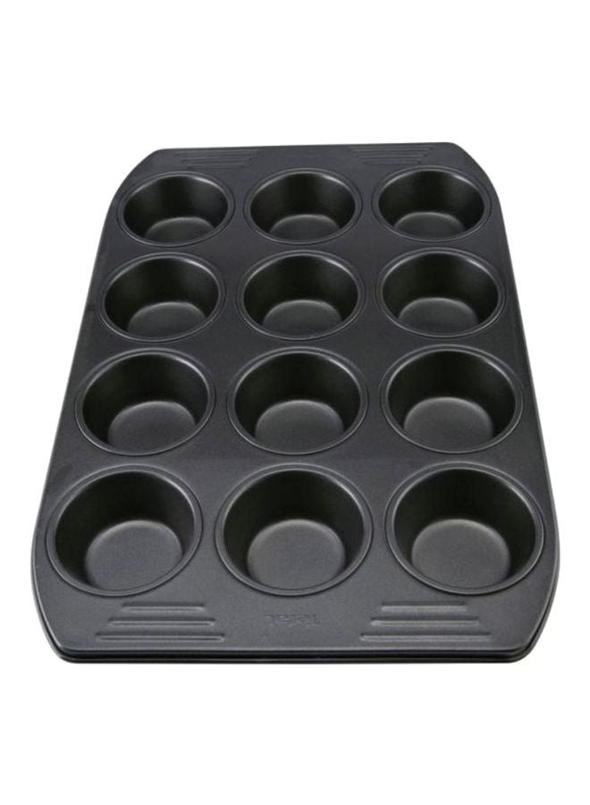 12-Mould Easy Grip Bakeware Muffin Set Black