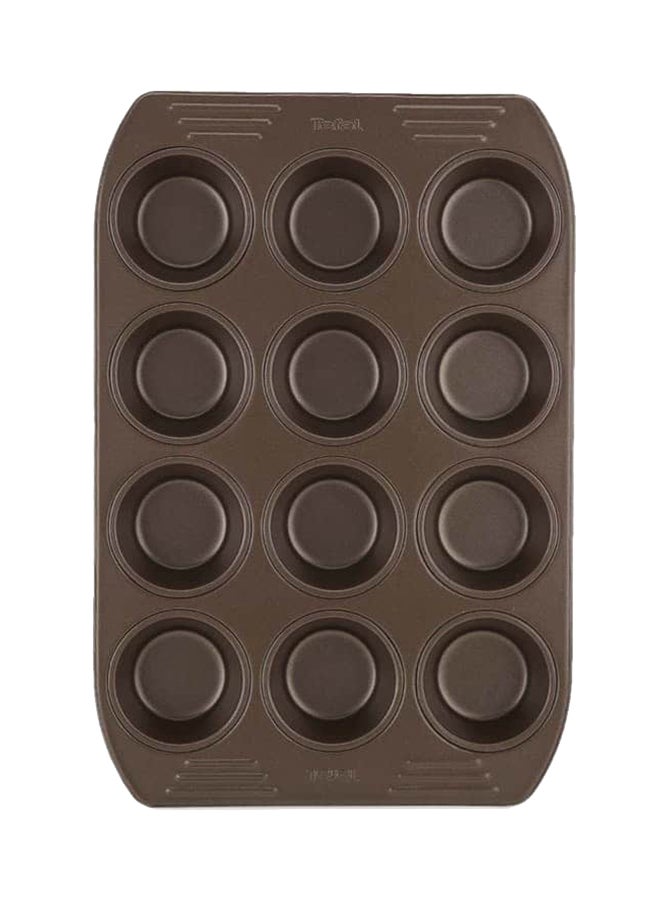 Easy Grip 12-Cavity Carbon Steel Muffin Pan Brown 39.5 x 26 x 3cm
