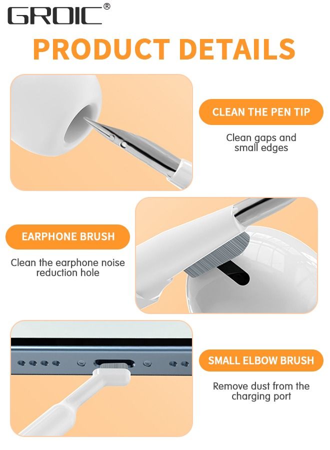 20 in 1 Electronic Cleaning Kit, Multi-Functional Portable Electronic Cleaning Kit for PC Monitor/Earbud/Cell Phone/Laptop/Computer/Bluetooth Earphones White