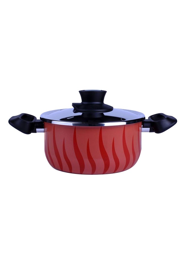 Tempo Flame Casserole Stew Pot With Lid, Aluminum Non-Stick Red/Black 28cm
