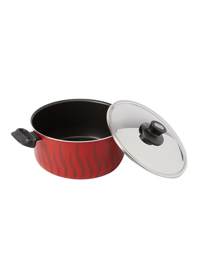 Tempo Flame Casserole Stew Pot With Lid, Aluminum Non-Stick Red/Black 28cm