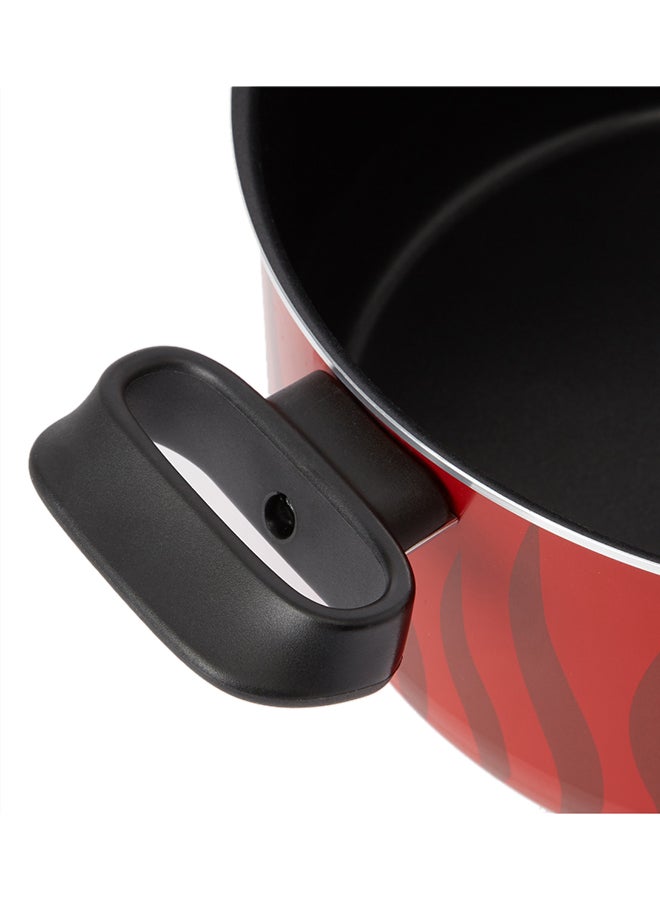 Tempo Flame Casserole Stew Pot With Lid, Aluminum Non-Stick Red/Black 28cm