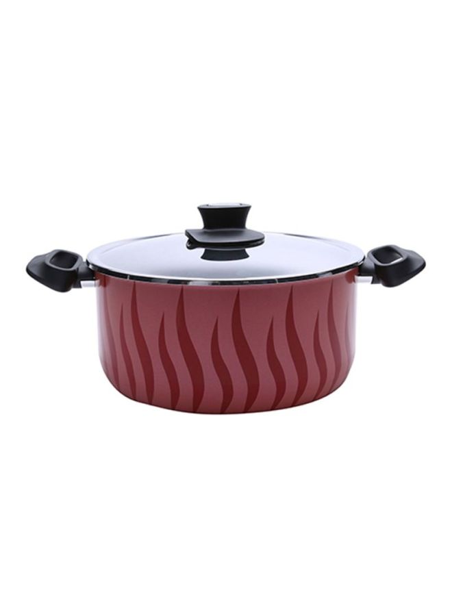 Tempo Flame Casserole With Lid Red/Black/Silver 26cm