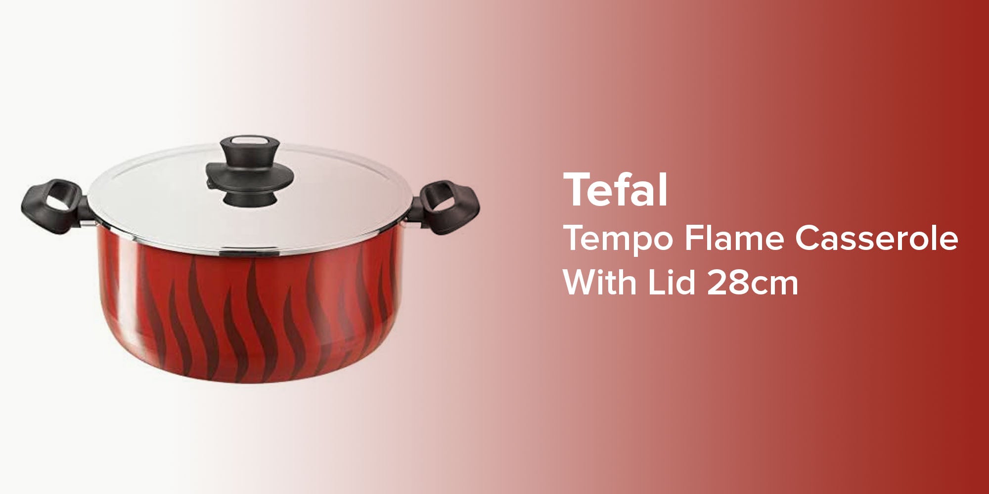 Tempo Flame Casserole With Lid Red/Black 28cm