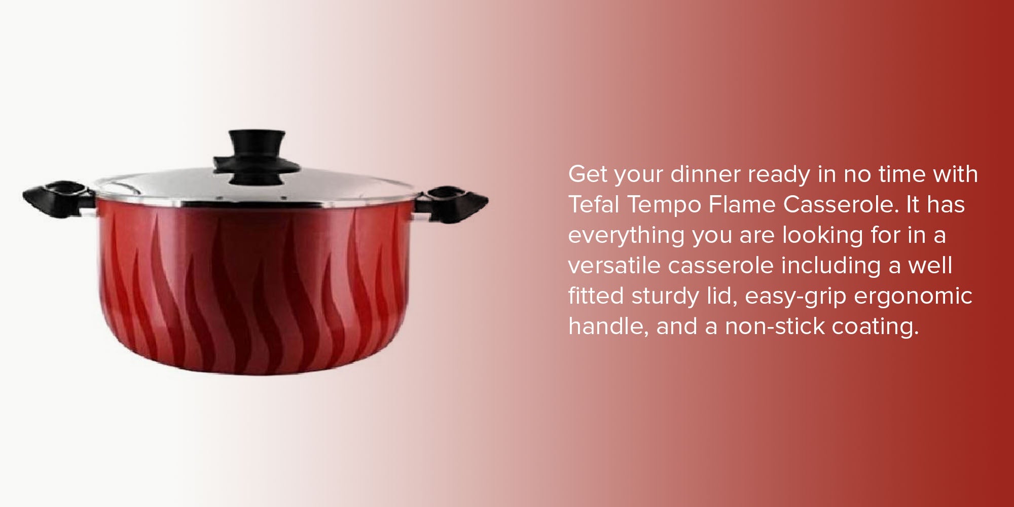 Tempo Flame Casserole With Lid Red/Black
