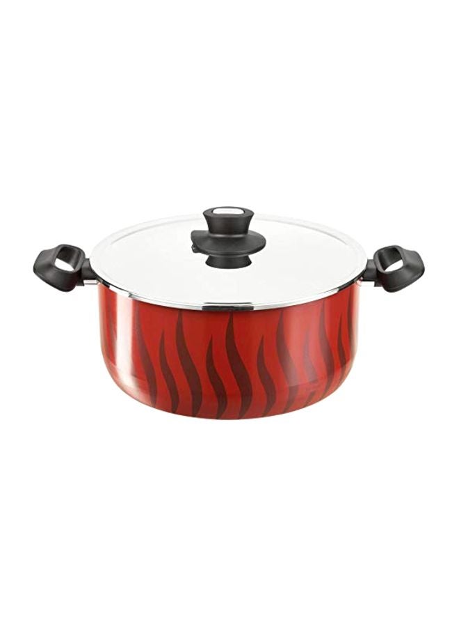 Tempo Flame Casserole Stew Pot With Lid Red 24cm