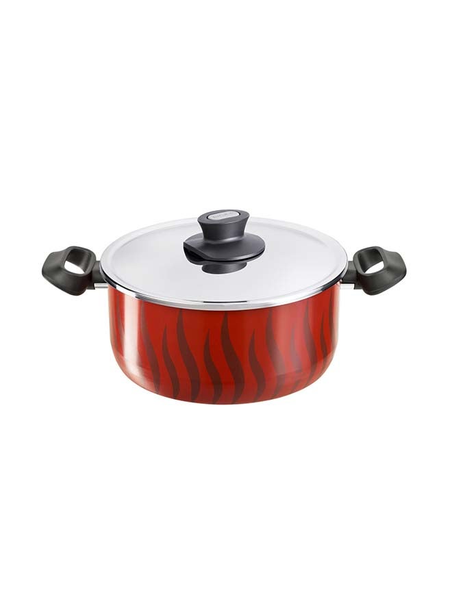 Non-Stick G6 Tempo Flame Sautepan With Lid Red with flame design 26cm