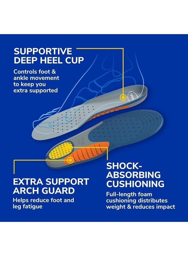 Heavy Duty Support Insole Orthotics, Big & Tall, 200lbs+, Wide Feet, Shock Absorbing, Arch Support, Distributes Pressure, Trim to Fit Inserts, Work Boots & Shoes, Men Size 8-14, 1 Pair