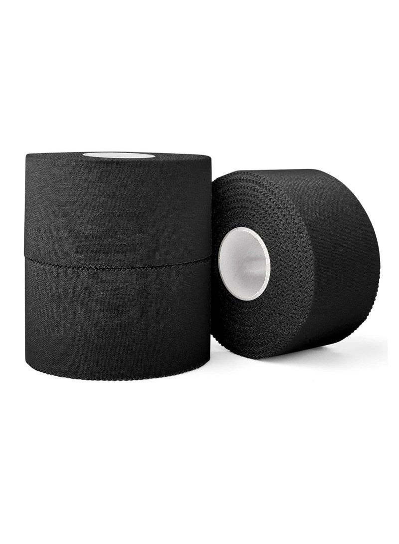 Black Athletic Sports Tape, Very Strong Easy Tear No Sticky Residue Tape for Athlete & Sport Trainers & First Aid Injury Wrap,Suitable for Bats,Tennis,Gymnastics & Boxing（1.5in X 35ft, 3 Pack）