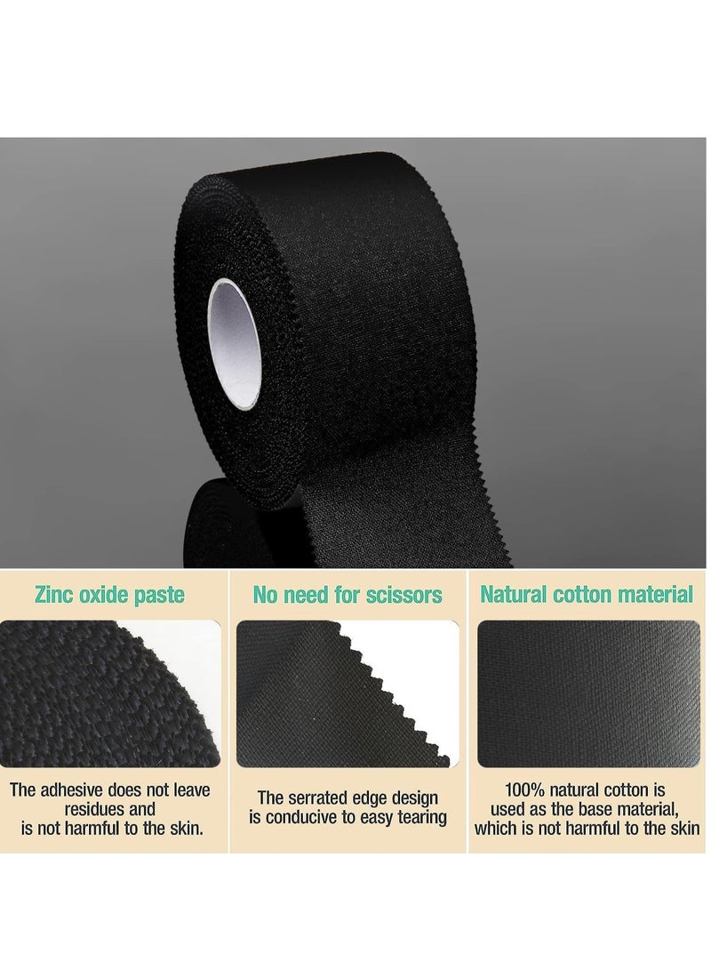 Black Athletic Sports Tape, Very Strong Easy Tear No Sticky Residue Tape for Athlete & Sport Trainers & First Aid Injury Wrap,Suitable for Bats,Tennis,Gymnastics & Boxing（1.5in X 35ft, 3 Pack）