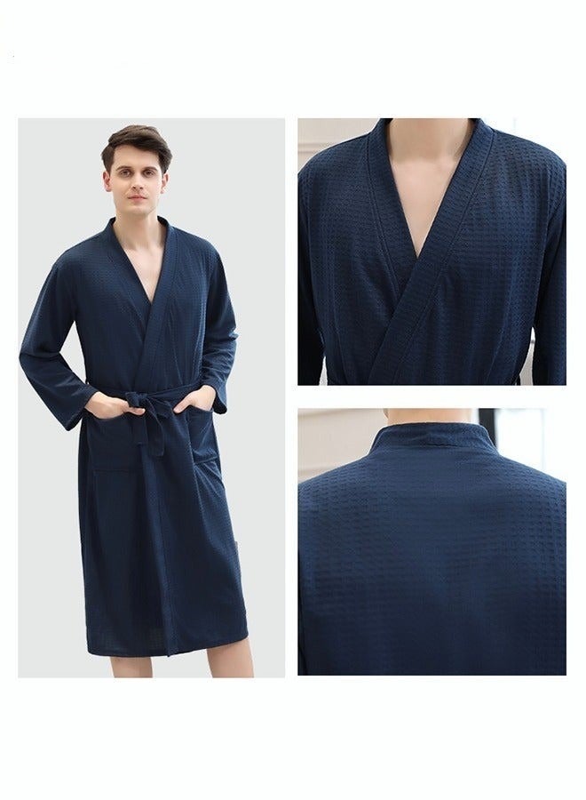 Men's Bathrobe Light Super Absorbent Skin-friendly Home Clothes Suitable For All Seasons Nightgown Navy Blue