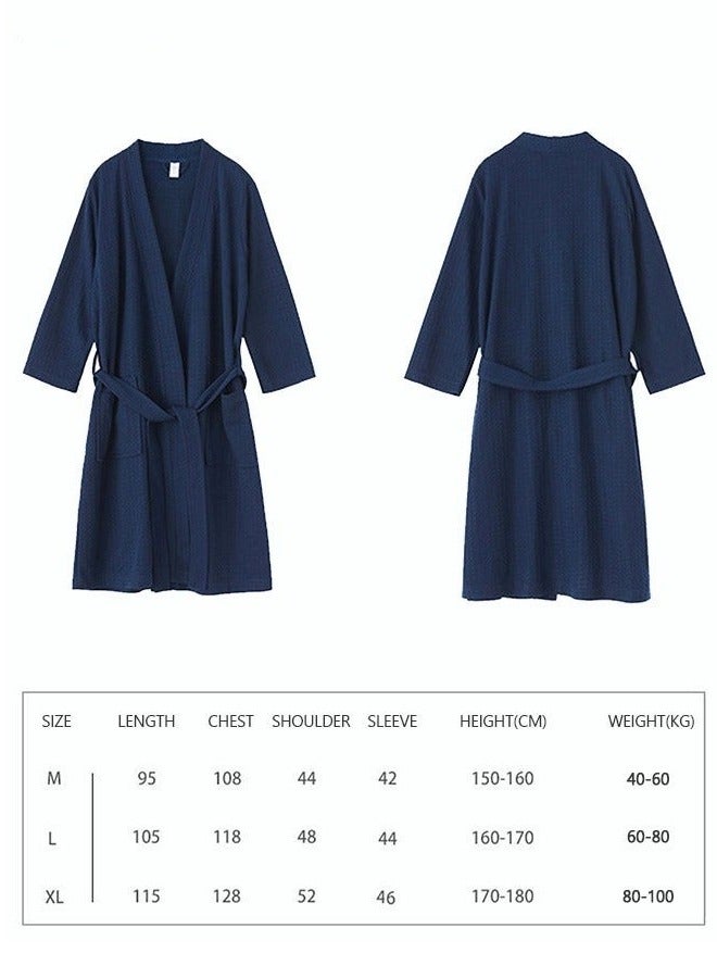 Men's Bathrobe Light Super Absorbent Skin-friendly Home Clothes Suitable For All Seasons Nightgown Navy Blue