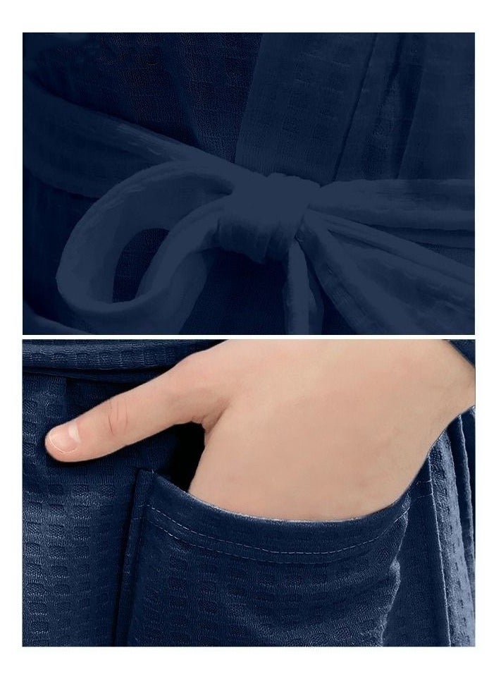 Men's Bathrobe Light Super Absorbent Skin-friendly Home Clothes Suitable For All Seasons Nightgown Navy Blue