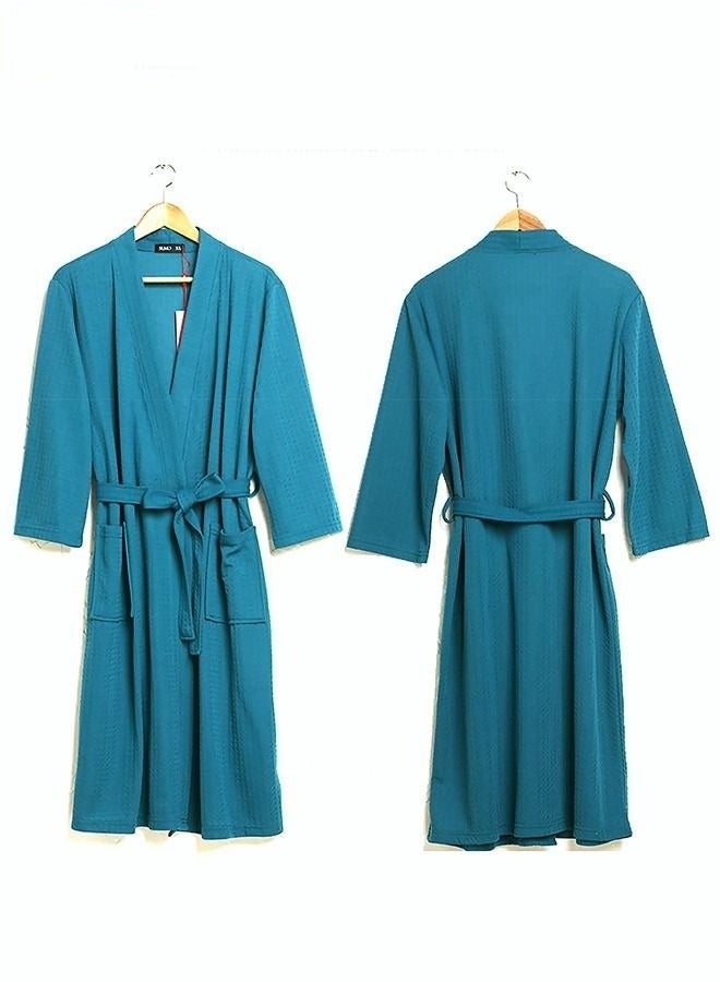 Ladies Waffle Woven Bathrobes with Belts, Cotton Robes, Light and Breathable Women's Gowns L