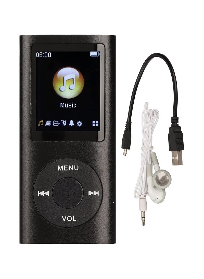 MP3 Player Music Player Supports Up To 64GB Slim Classic Digital 1 8in LCD Screen Mini USB Port With FM Radio Voice Recorder Speaker Lossless Sound Earphones Included (Black)