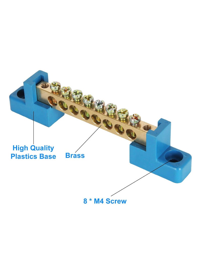 8 Terminal Bus Bar Terminal Block 10 Pack Brass Wire Screw Terminal for Car Boat Marine Ground Power Distribution Terminal Block