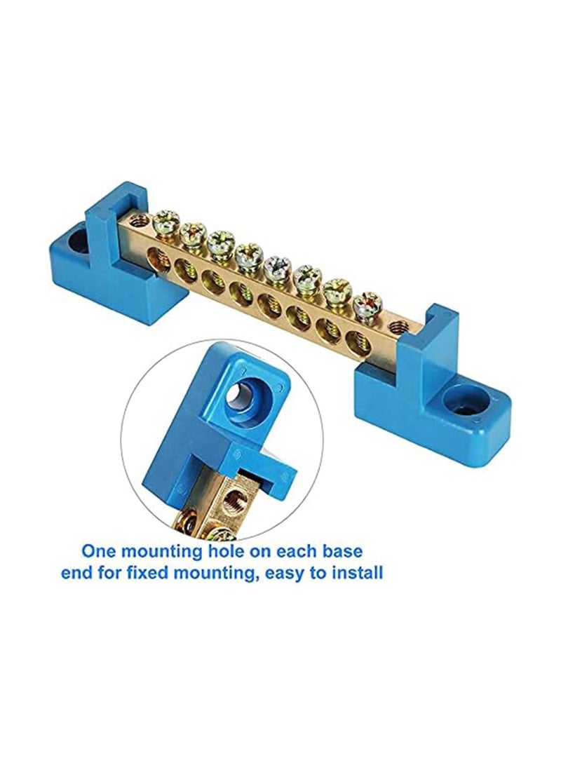 8 Terminal Bus Bar Terminal Block 10 Pack Brass Wire Screw Terminal for Car Boat Marine Ground Power Distribution Terminal Block