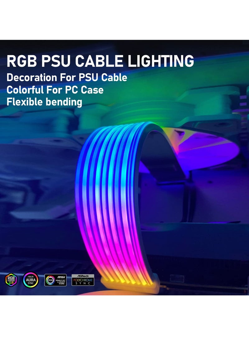 PC RGB Light Strip for PSU Cables PC RGB GPU Cable, RGB Power Extension Cable Kit, ARGB Motherboard Power Supply Cable, Pefect for 6Pin 8Pin 12Pin 16Pin 24Pin PSU RGB Cable Extensions