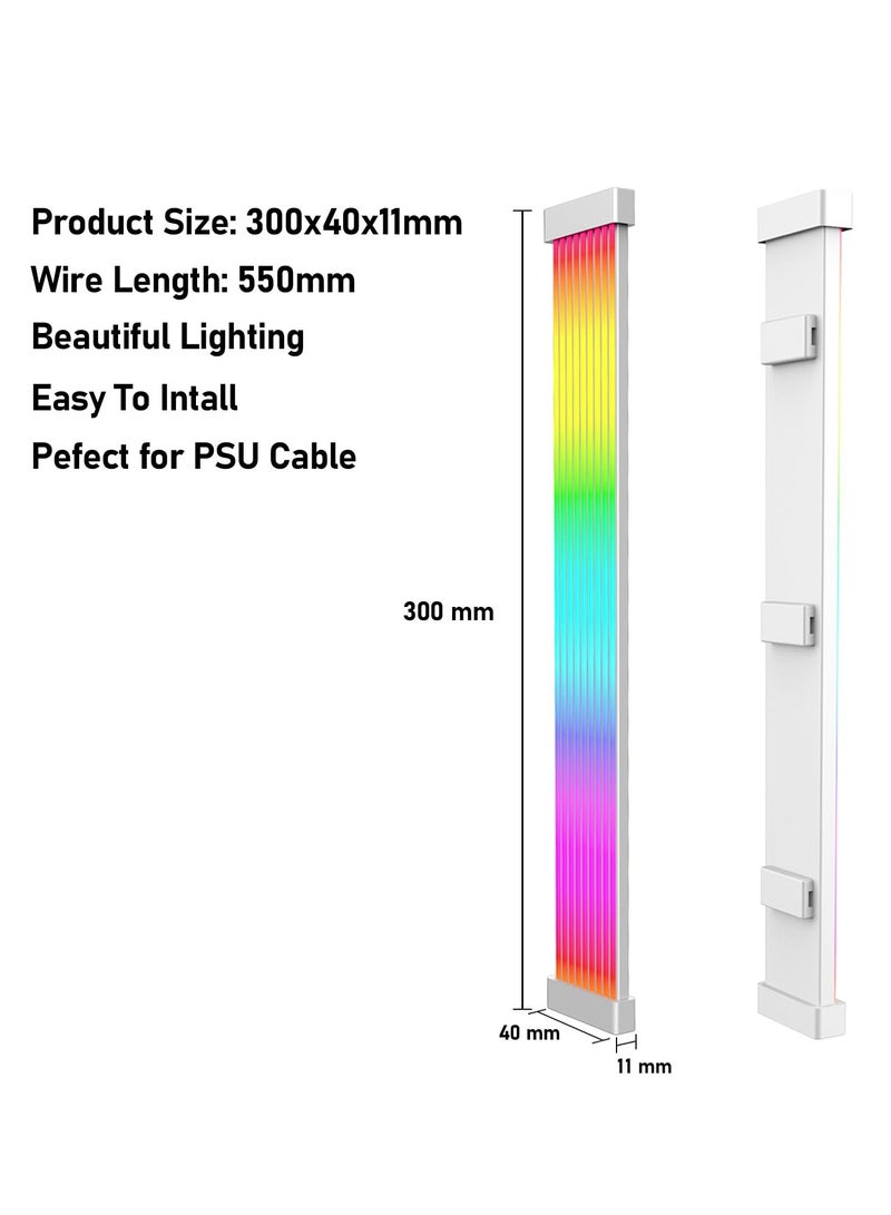 PC RGB Light Strip for PSU Cables PC RGB GPU Cable, RGB Power Extension Cable Kit, ARGB Motherboard Power Supply Cable, Pefect for 6Pin 8Pin 12Pin 16Pin 24Pin PSU RGB Cable Extensions