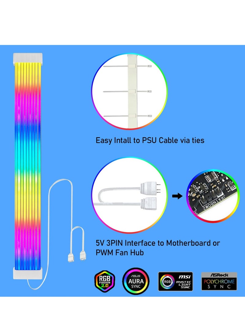 PC RGB Light Strip for PSU Cables PC RGB GPU Cable, RGB Power Extension Cable Kit, ARGB Motherboard Power Supply Cable, Pefect for 6Pin 8Pin 12Pin 16Pin 24Pin PSU RGB Cable Extensions