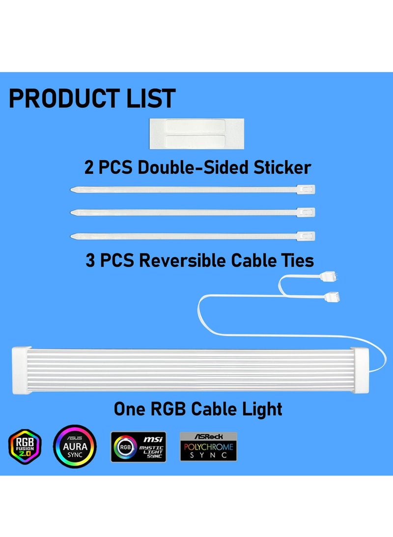 PC RGB Light Strip for PSU Cables PC RGB GPU Cable, RGB Power Extension Cable Kit, ARGB Motherboard Power Supply Cable, Pefect for 6Pin 8Pin 12Pin 16Pin 24Pin PSU RGB Cable Extensions