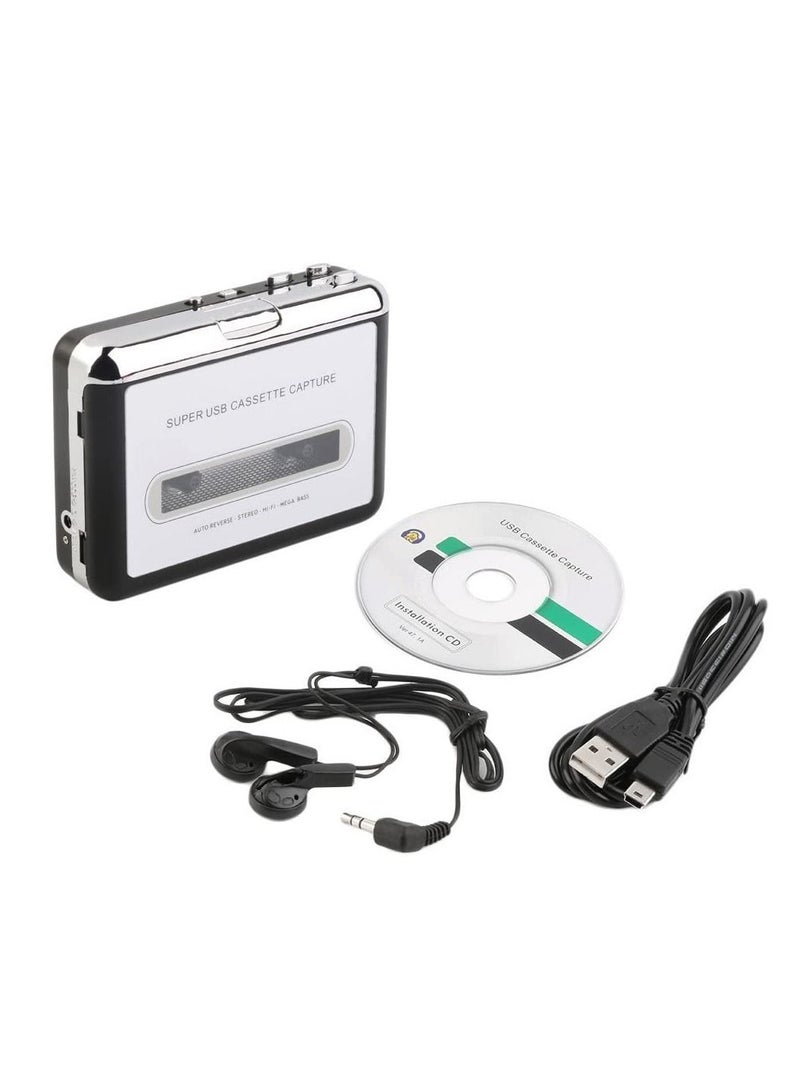 USB Cassette Capture Radio Player Portable USB Cassette Tape to MP3 Converter Capture Audio Music Player Tape Cassette Recorder