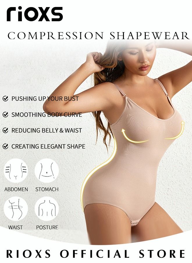 Women's 3 Pack Bodysuit Shapewear Tummy Control Sleeveless V-Neck Camisole Slimming Jumpsuit Lifting Bodysuit