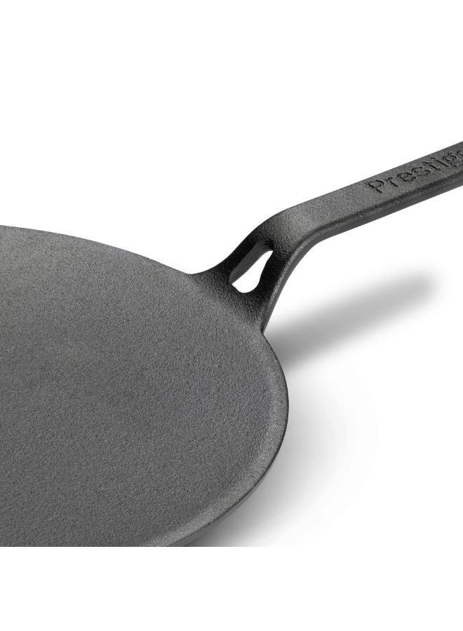 Prestige Cast Iron Curved Tawa 26 cm | Induction Cast Iron Tawa Pan for Roti/Chapati/Dosa  with Stick Handle | Pre-Seasoned Cast Iron Cookware PR48884