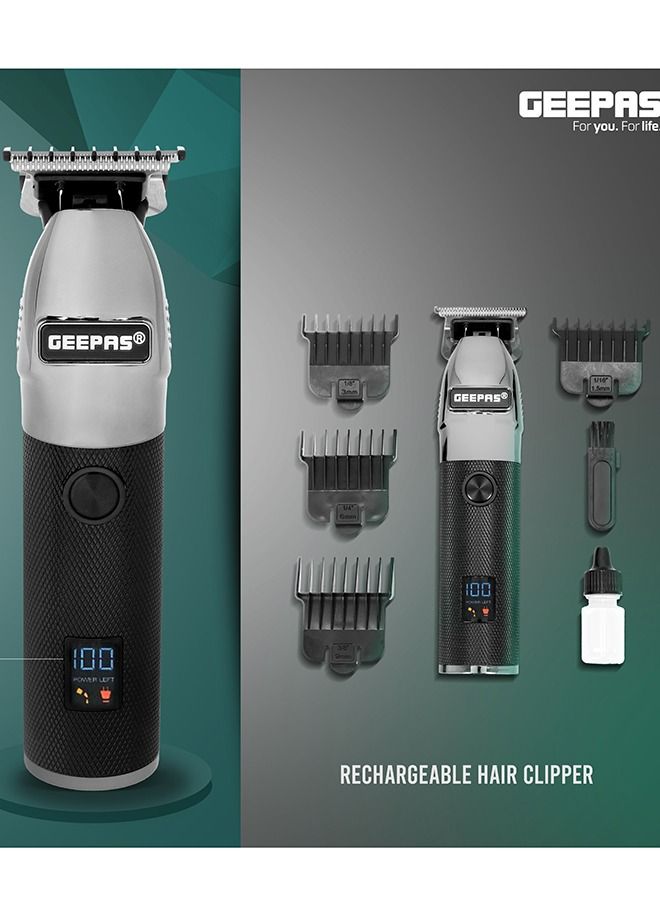 Rechargeable Hair Clipper With LED Display, Lithium Battery, 120mins Working, Stainless Steel Blades Travel Lock USB Charging 4 Guide Combs, Convinient To Operate