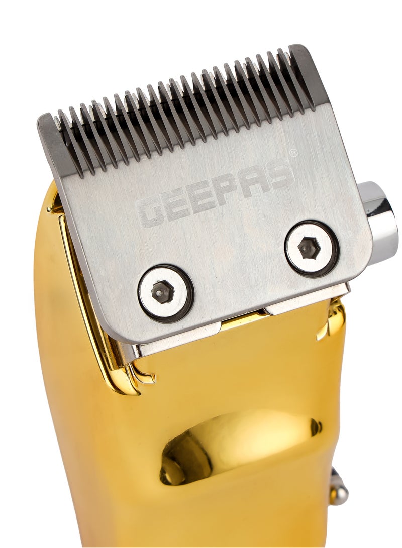 Geepas Professional Digital Hair Clipper- GTR57504/ with High-Capacity Battery and Fast USB Charging/ 4 Adjustable Cutting Blades and 8 Different Length Limit Combs/ LCD Display