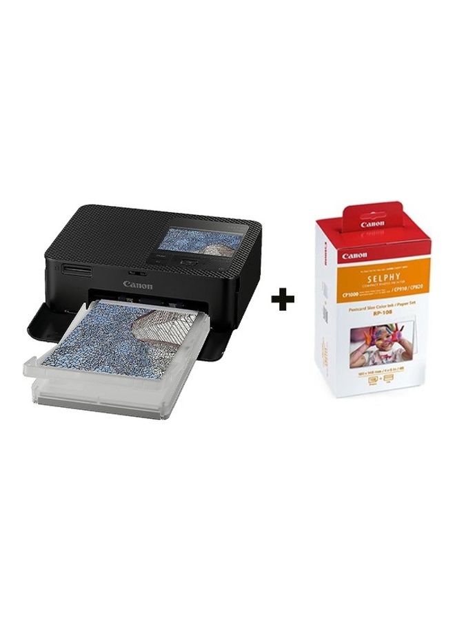 Selphy CP1500 With 108 Sheet And Ink Set Black