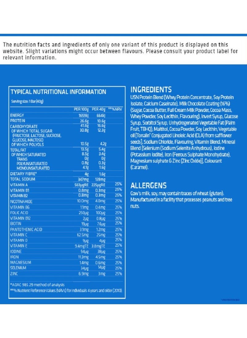 USN Protein Bar, Vanilla Ice Cream Flavor, Pack of 12