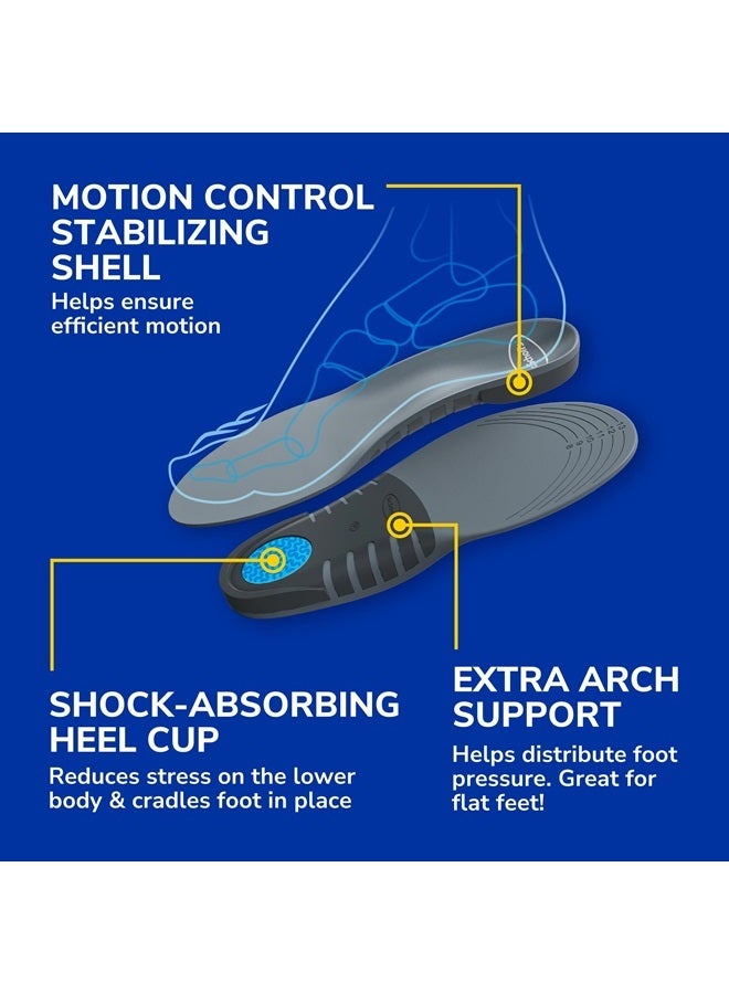 ® Stability Support Insoles, Flat Feet & Overpronation Low Arch Support, Improves Balance & Stability, Motion Control, Trim Inserts to Fit Shoes, Men's Size 8-14