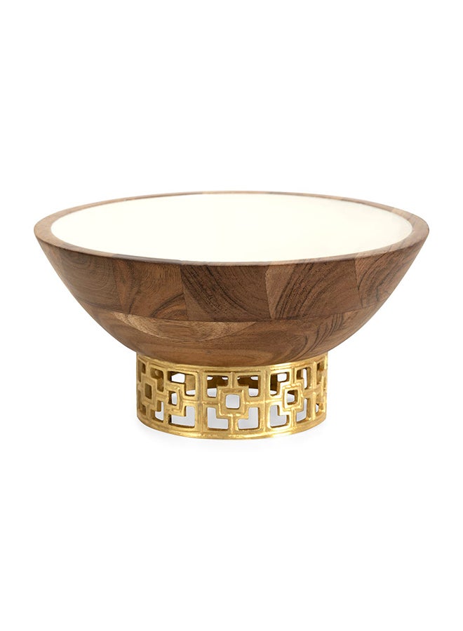 Damask Medium Serving Bowl, White & Gold - 20 cm