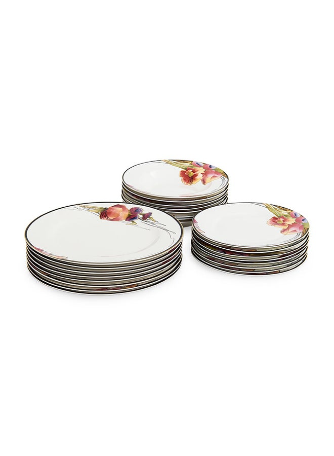 49 - Piece Mark Dinner Set, White & Red