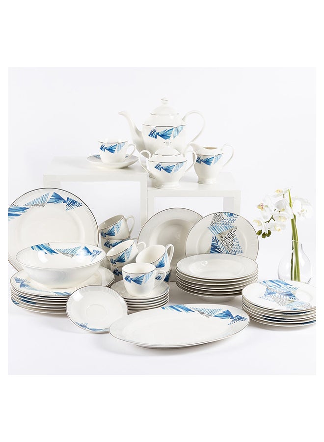 Bluer 47 - Piece Dinner Set, White/Blue