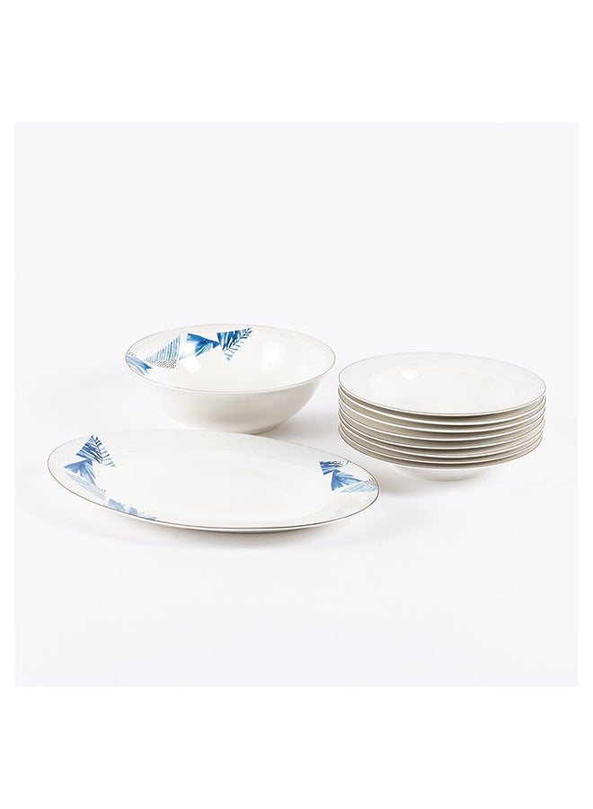 Bluer 47 - Piece Dinner Set, White/Blue