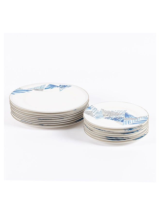 Bluer 47 - Piece Dinner Set, White/Blue