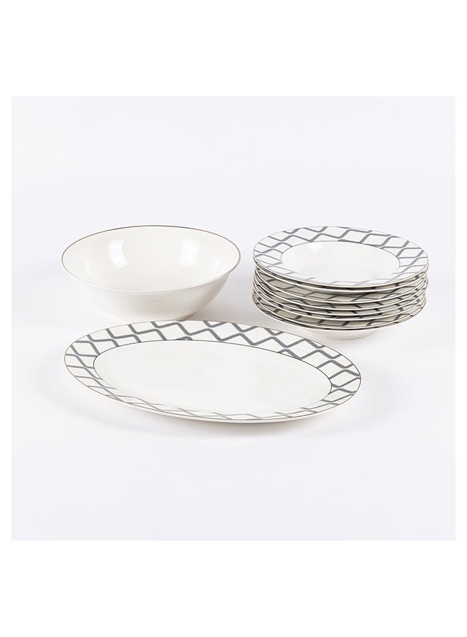 Elai 47 - Piece Dinner Set, White & Dark Blue